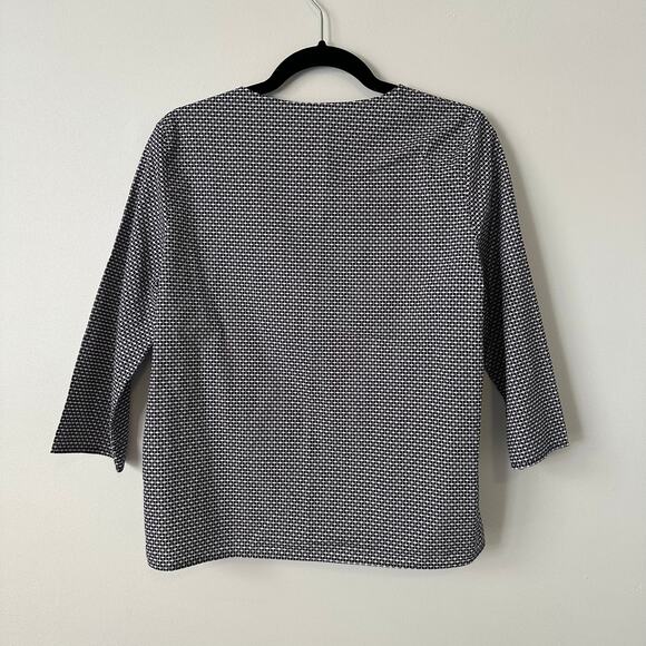 COS navy blue & white button down three-quarter sleeve top size 8 - Picture 12 of 13